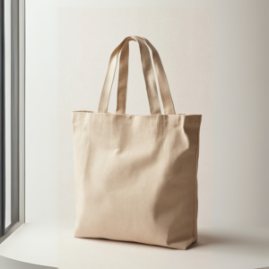 En la imagen se observa una bolsa de tela de algodón llamada loneta, sin ninguna imagen ni impresión. Es un producto el cual el cliente puede personalizar a su gusto