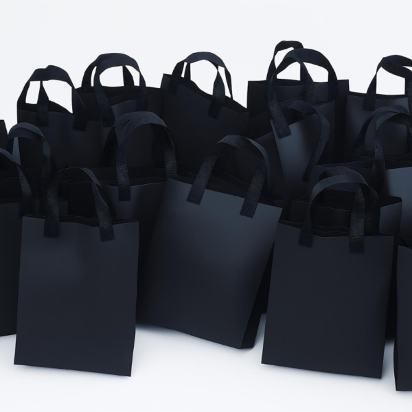 Paquete 5 bolsas de loneta negra para personalizar.